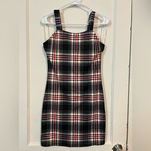 White,black, and red checkered dress (size S)
